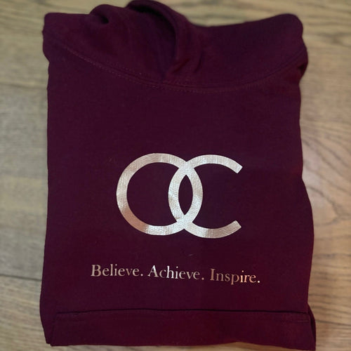 Children’s Believe Achieve Inspire Hoodie (burgundy)