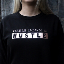 Load image into Gallery viewer, Heels down and hustle sweater (size medium in black)