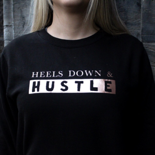 Heels down and hustle sweater (size medium in black)