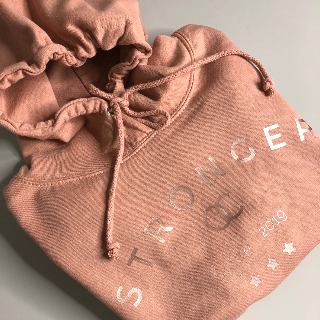 Stronger hoodie (blush pink and rose gold size small)